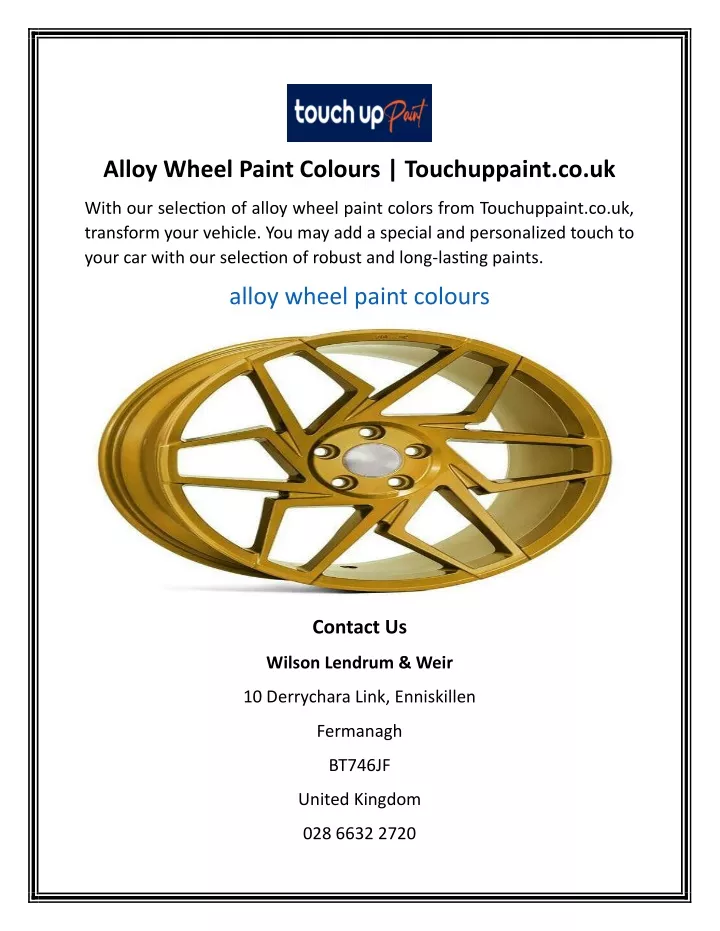 alloy wheel paint colours touchuppaint co uk