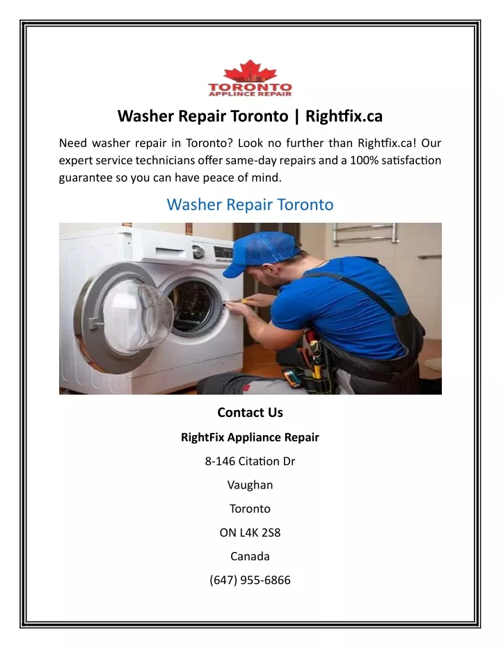 washer repair toronto rightfix ca