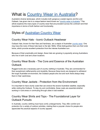 What is Country Wear in Australia