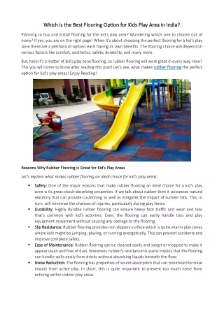 Best Flooring Option for Kids Play Area in India