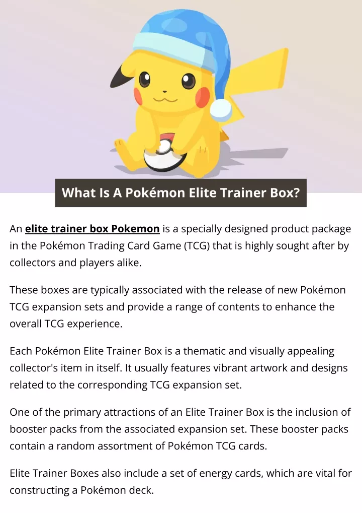 what is a pok mon elite trainer box