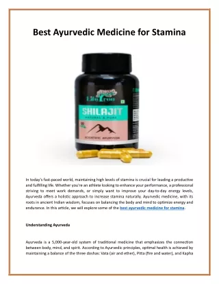 Best Ayurvedic Medicine for Stamina