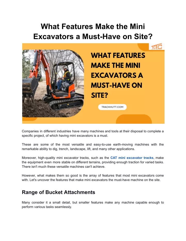 what features make the mini excavators a must