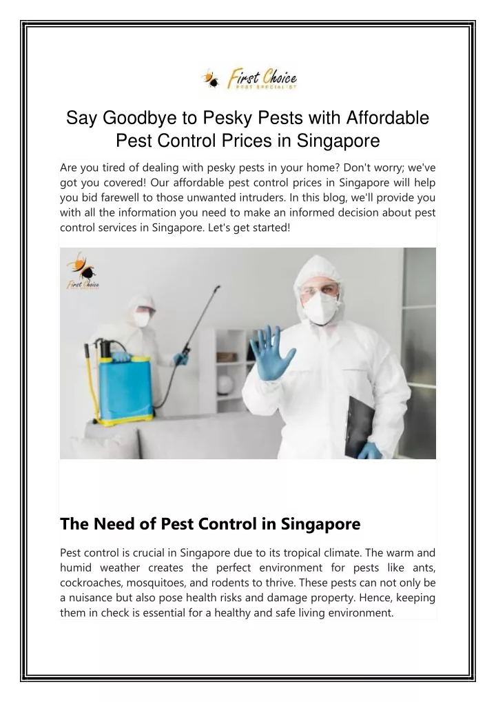 say goodbye to pesky pests with affordable pest