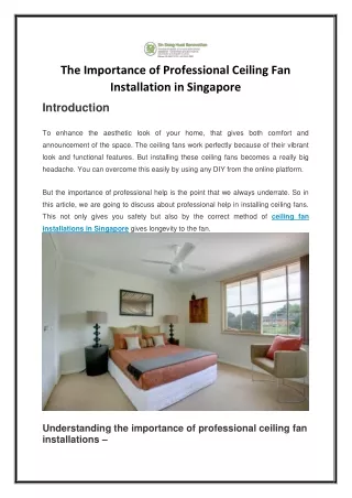 The Importance of Professional Ceiling Fan Installation in Singapore