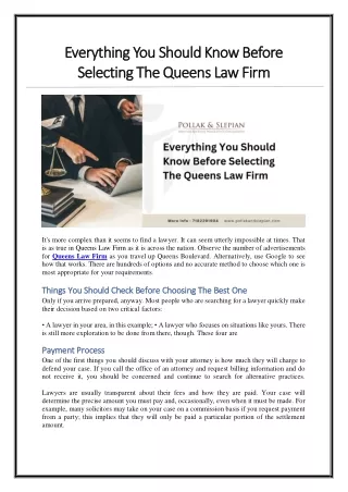 Everything You Should Know Before Selecting The Queens Law Firm