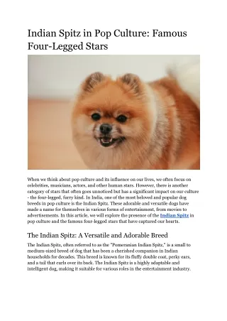 Indian Spitz in Pop Culture_ Famous Four-Legged Stars