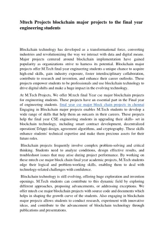 mtech projects blockchain major projects