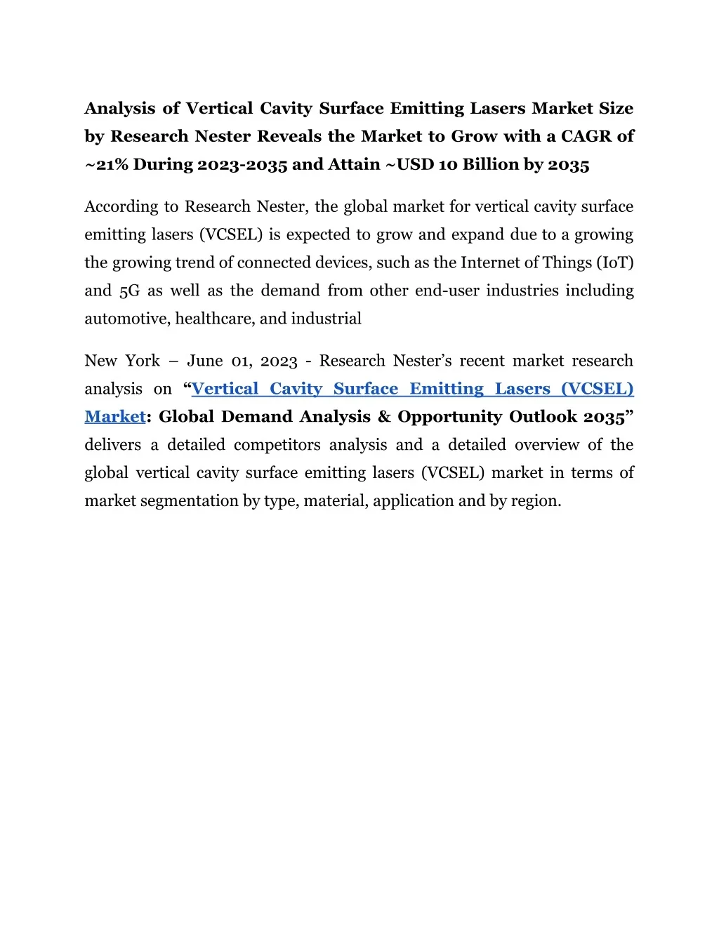 PPT - Vertical Cavity Surface Emitting Lasers Market PowerPoint ...