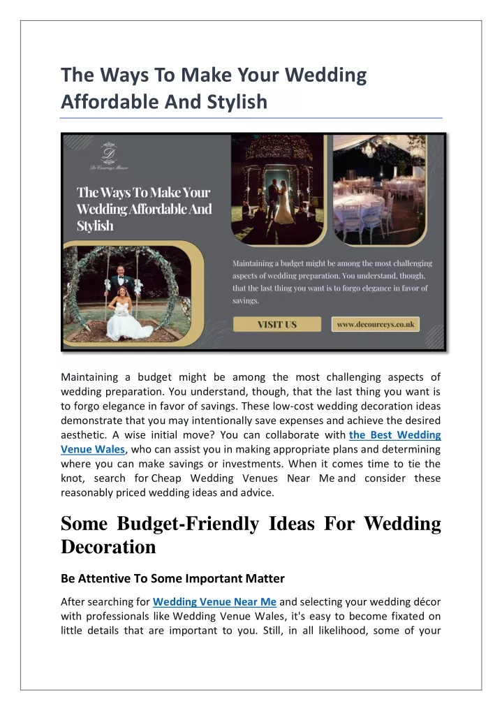 the ways to make your wedding affordable