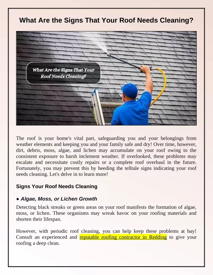 what are the signs that your roof needs cleaning