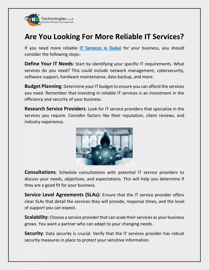 are you looking for more reliable it services
