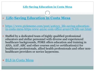Life-Saving Education in Costa Mesa