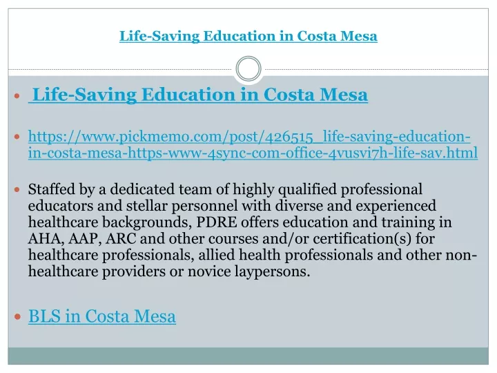 life saving education in costa mesa