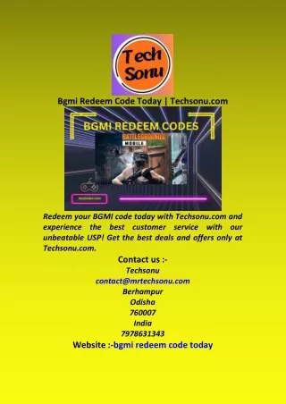 bgmi redeem code today techsonu com