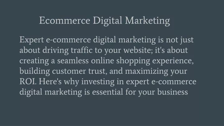 ecommerce digital marketing