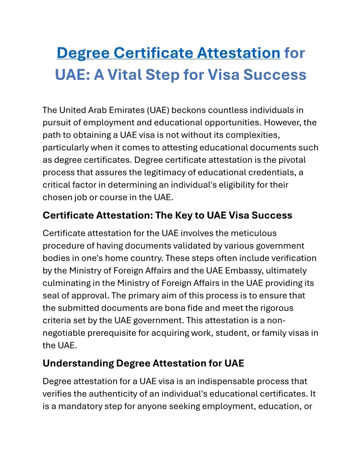 degree certificate attestation for uae a vital