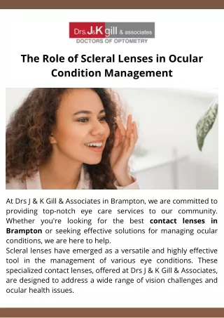 The Role of Scleral Lenses in Ocular Condition Management