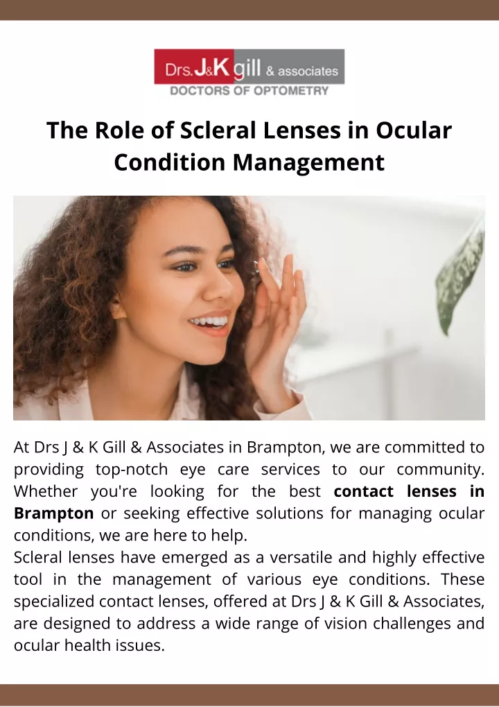 the role of scleral lenses in ocular condition