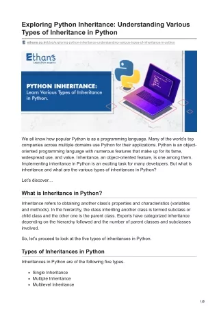 Exploring Python Inheritance Understanding Various Types of Inheritance in Python