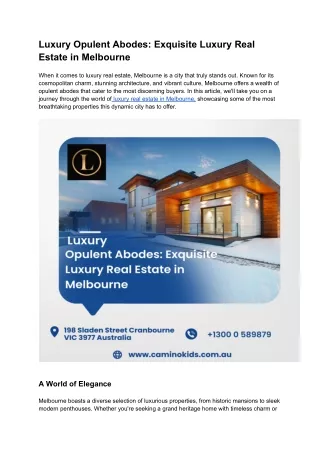 Luxury Opulent Abodes_ Exquisite Luxury Real Estate in Melbourne