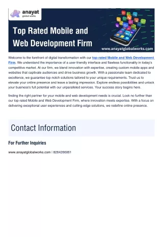 Empowering Your Vision with the Top Rated Mobile and Web Development Firm