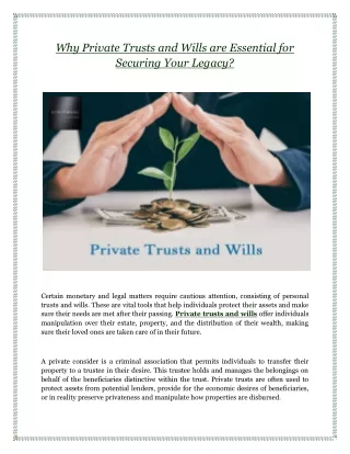 Why Private Trusts and Wills are Essential for Securing Your Legacy?