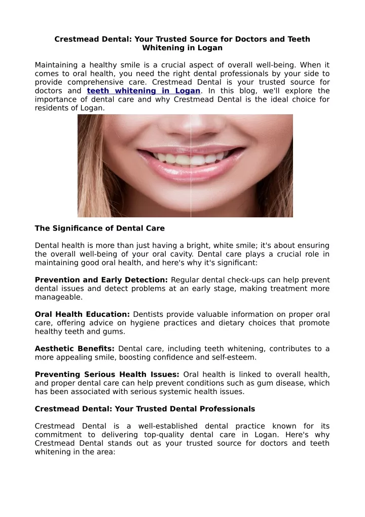 crestmead dental your trusted source for doctors