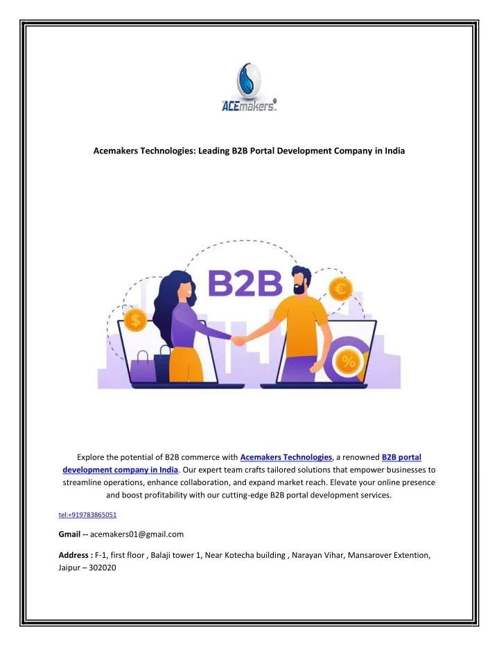 acemakers technologies leading b2b portal