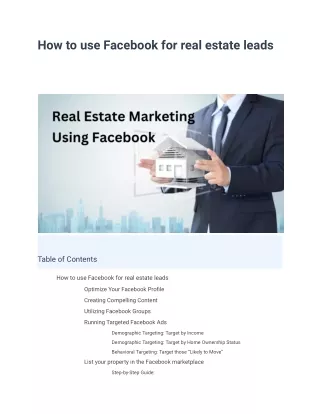 How to use Facebook for real estate leads - Google Docs