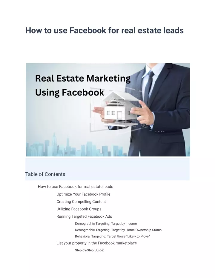 how to use facebook for real estate leads