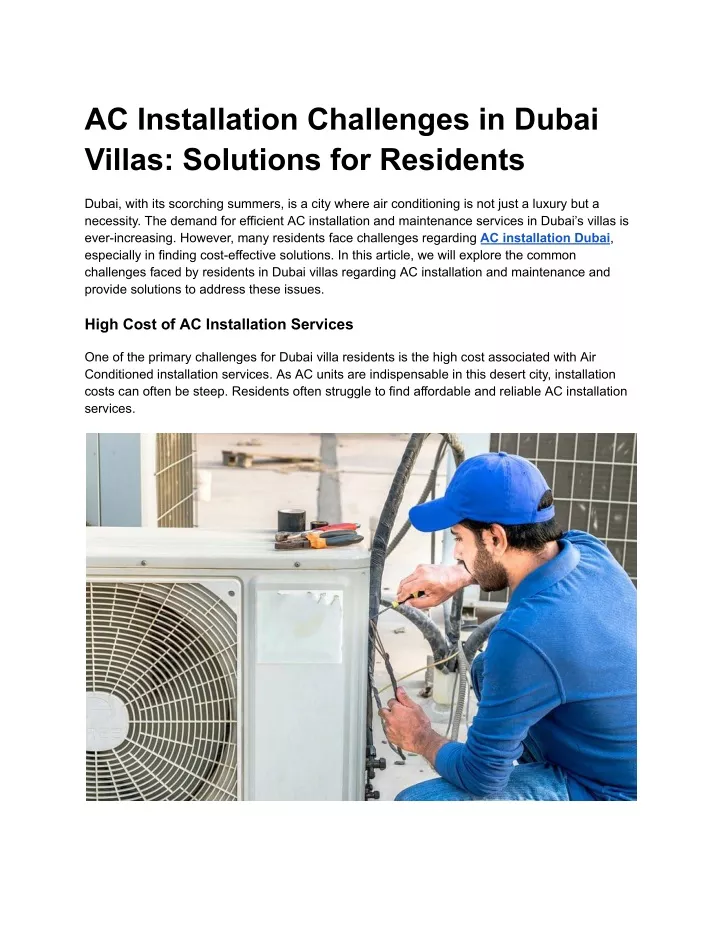 ac installation challenges in dubai villas