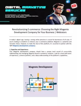 Revolutionizing E-commerce: Choosing the Right Magento Development Company for