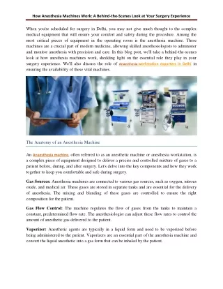 how anesthesia machines work a behind the scenes