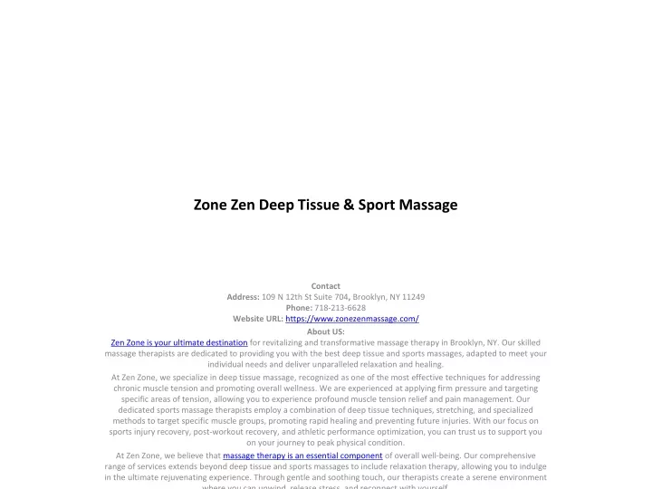 zone zen deep tissue sport massage