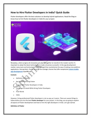 how to hire flutter developers in india quick