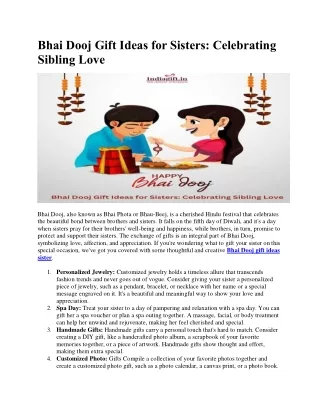 Bhai Dooj Gift Ideas for Sisters: Celebrating Sibling Love