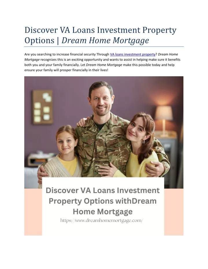 discover va loans investment property options