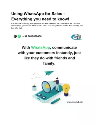 Using WhatsApp for Sales - Everything you need to know