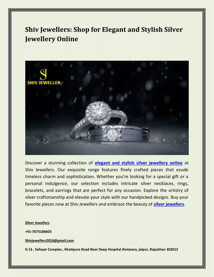shiv jewellers shop for elegant and stylish