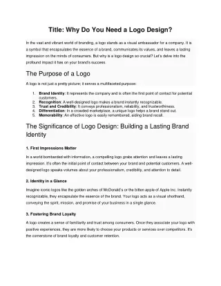title why do you need a logo design