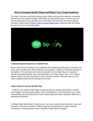 how to increase spotify plays and reach your