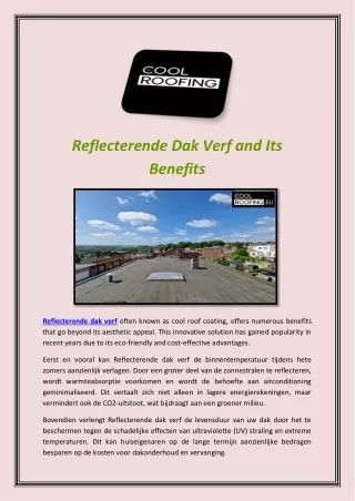 Reflecterende Dak Verf and Its Benefits