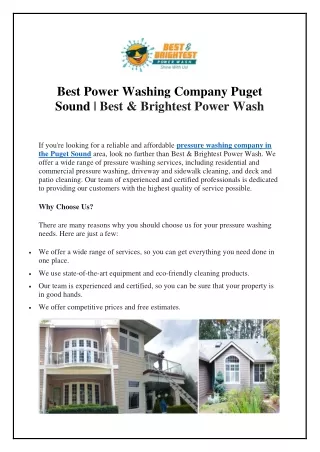 best power washing company puget sound best