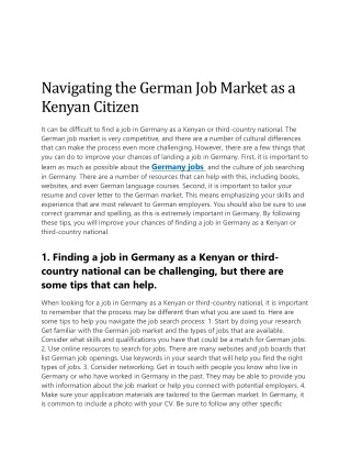 Navigating the German Job Market as a Kenyan Citizen