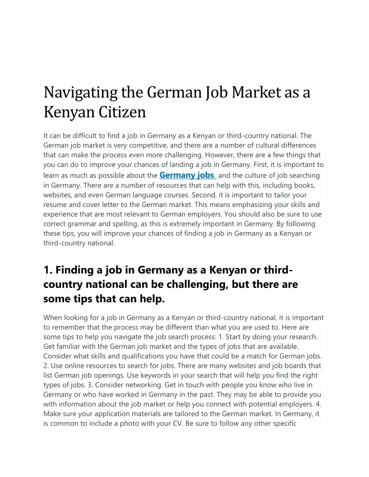 navigating the german job market as a kenyan