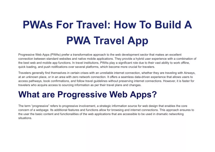 pwas for travel how to build a pwa travel app
