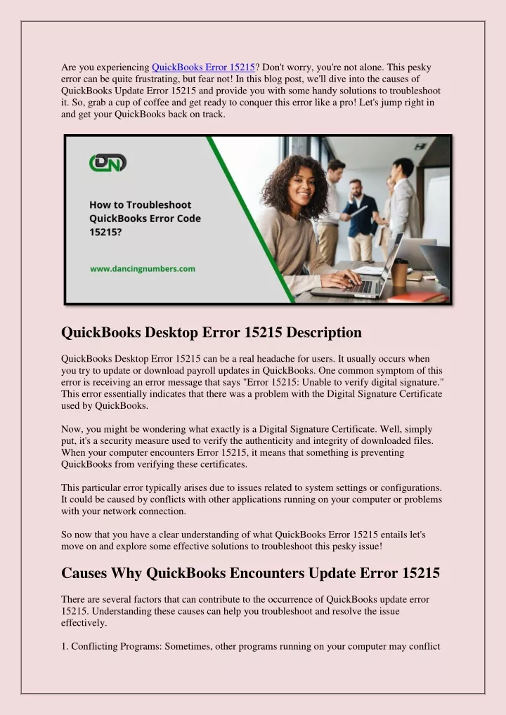are you experiencing quickbooks error 15215