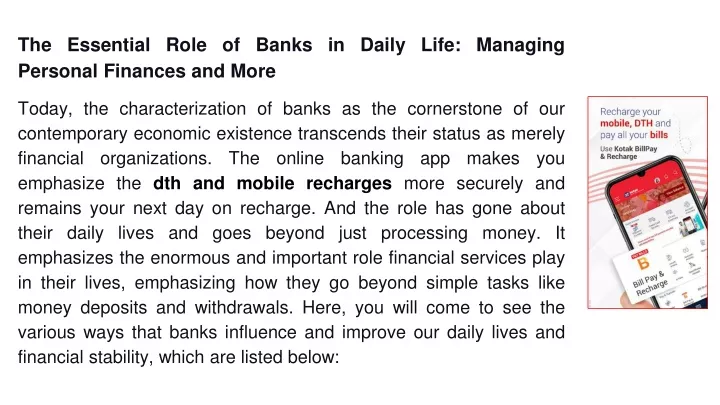 the essential role of banks in daily life
