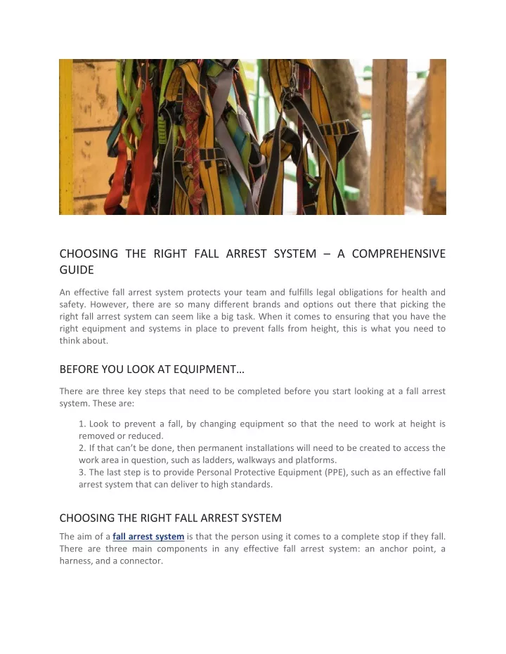 choosing the right fall arrest system